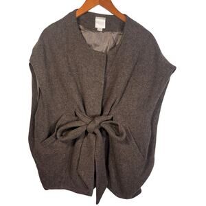 Line & Dot Wool Blend Belted Cape Coat Brown Poncho Wrap Jacket Size S